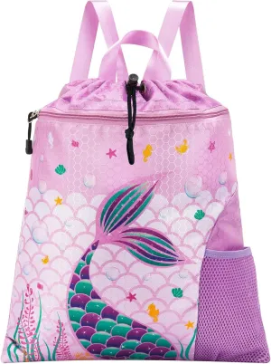 WAWSAM Gym Drawstring Backpack String Bag - 15” x 17” Sports Gym Bag for Kids Waterproof Swimming Beach Shopping Yoga Bag