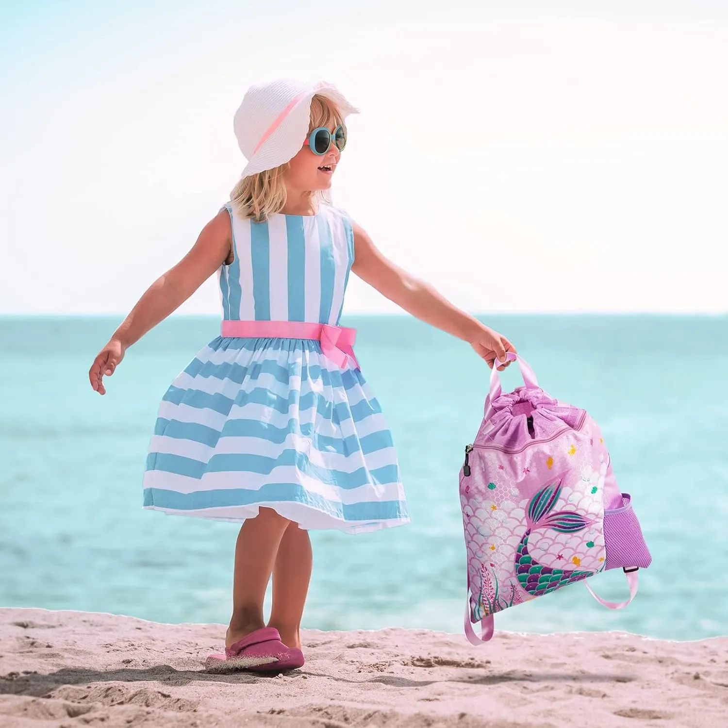 WAWSAM Gym Drawstring Backpack String Bag - 15” x 17” Sports Gym Bag for Kids Waterproof Swimming Beach Shopping Yoga Bag