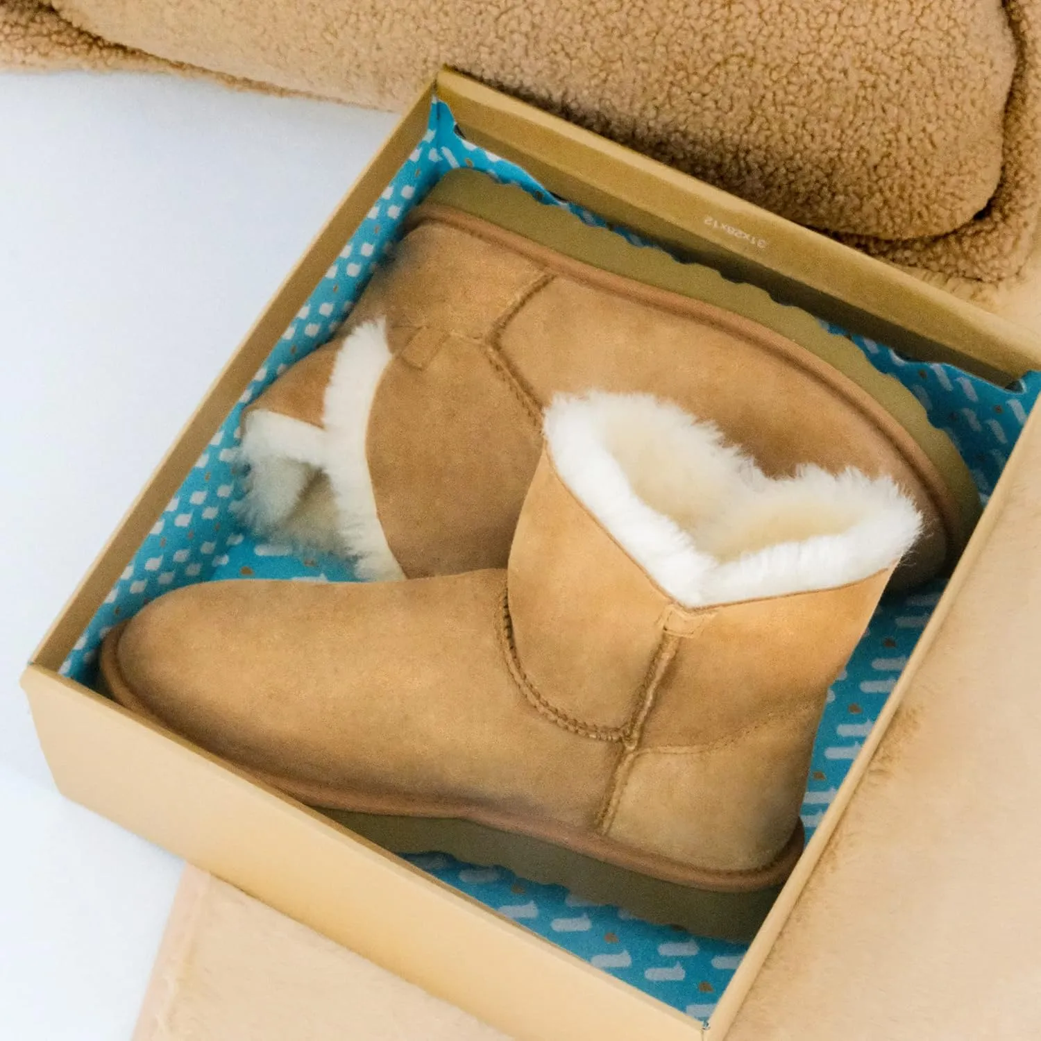 WaySoft Genuine Australia Sheepskin Snow Winter Boots for Women, Classic Water Resistance Shearling Boots Women