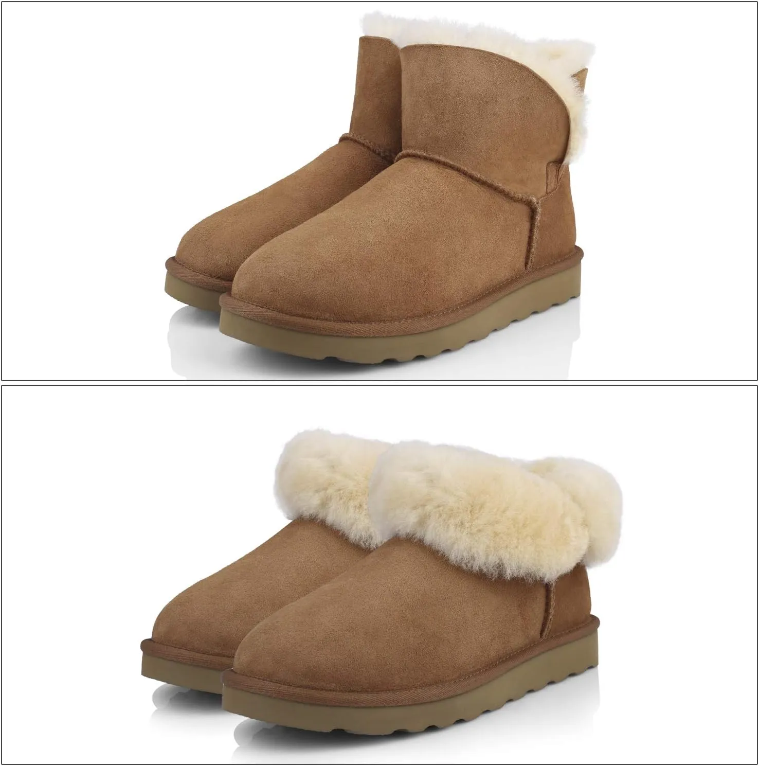 WaySoft Genuine Australia Sheepskin Snow Winter Boots for Women, Classic Water Resistance Shearling Boots Women