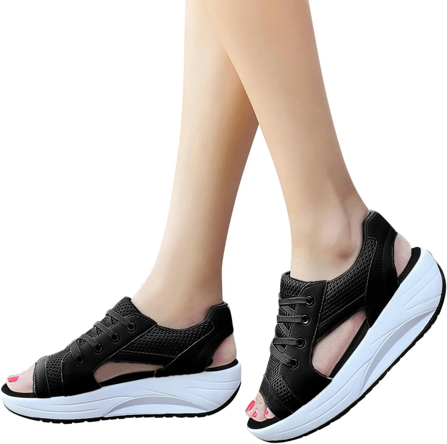 Wedge Orthopedic Sandals for Women Comfortable Open Toe Walking Sandals Ankle Strap Wide Width Platform Wedge
