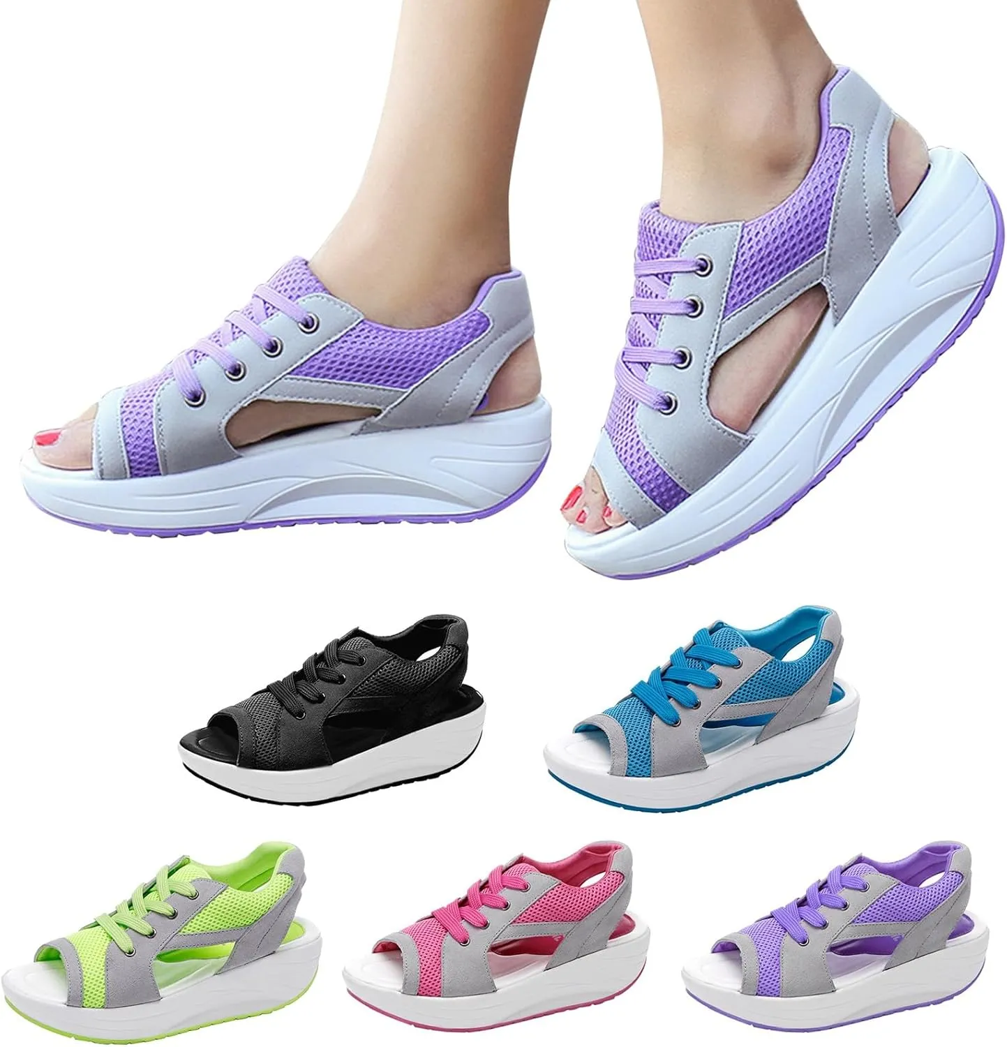 Wedge Orthopedic Sandals for Women Comfortable Open Toe Walking Sandals Ankle Strap Wide Width Platform Wedge