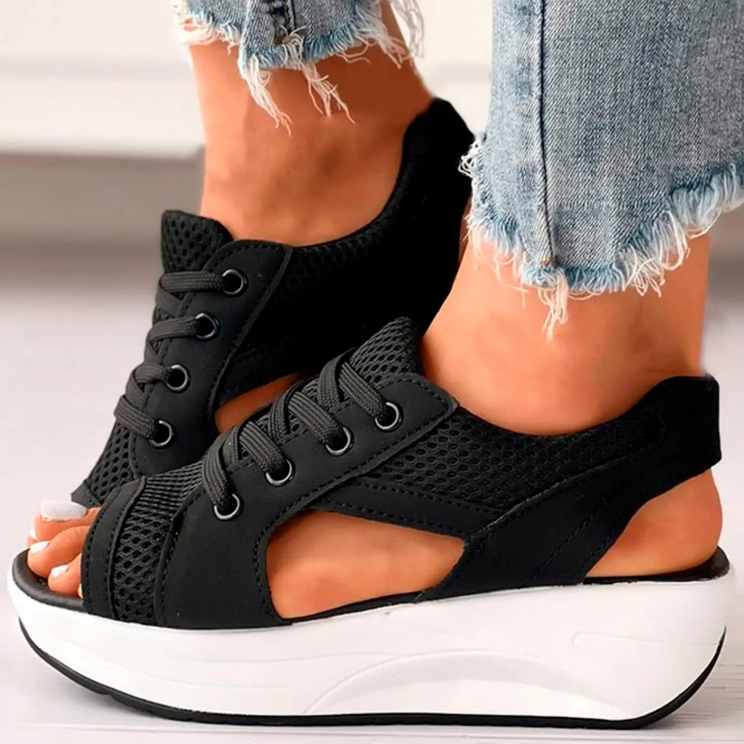 Wedge Orthopedic Sandals for Women Comfortable Open Toe Walking Sandals Ankle Strap Wide Width Platform Wedge