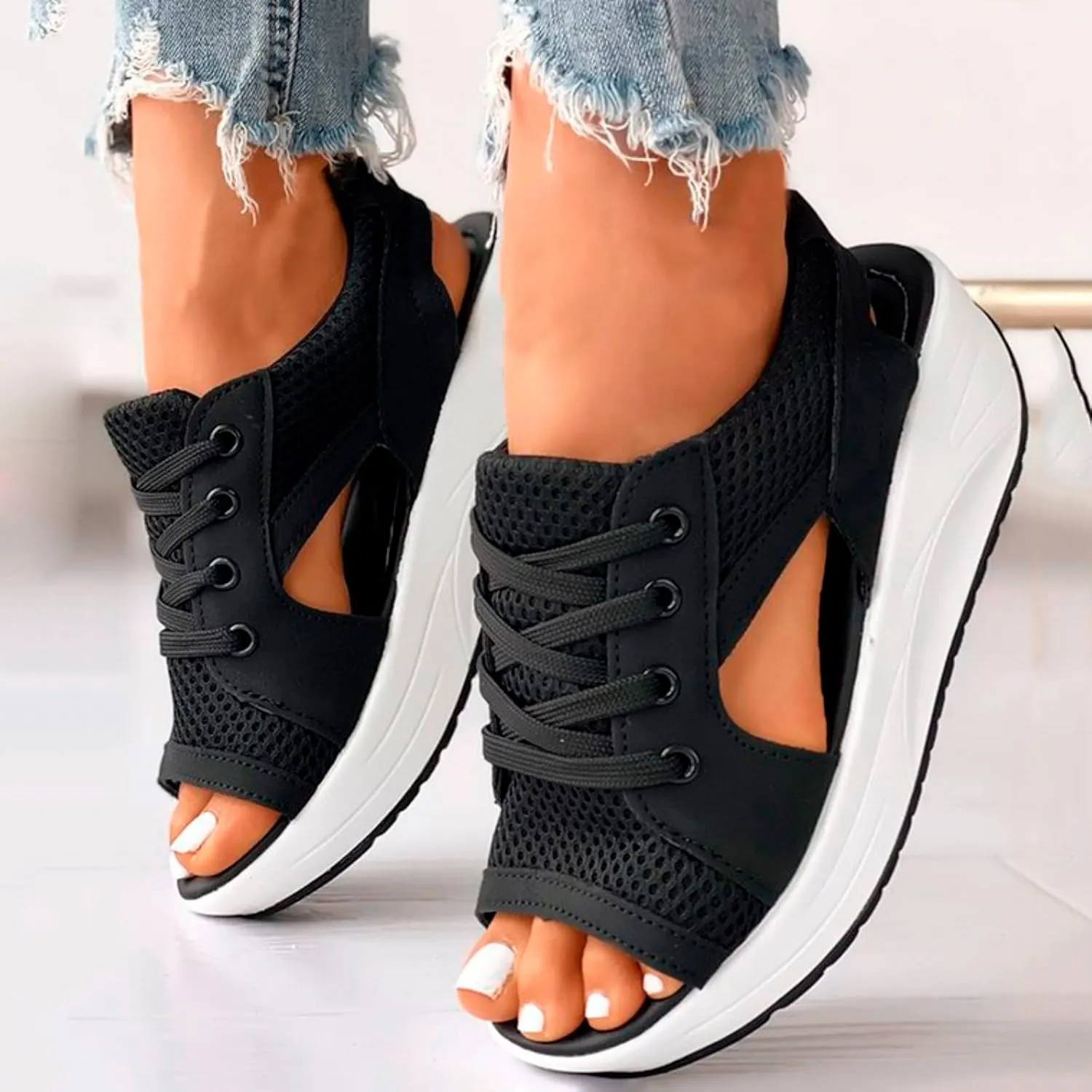 Wedge Orthopedic Sandals for Women Comfortable Open Toe Walking Sandals Ankle Strap Wide Width Platform Wedge