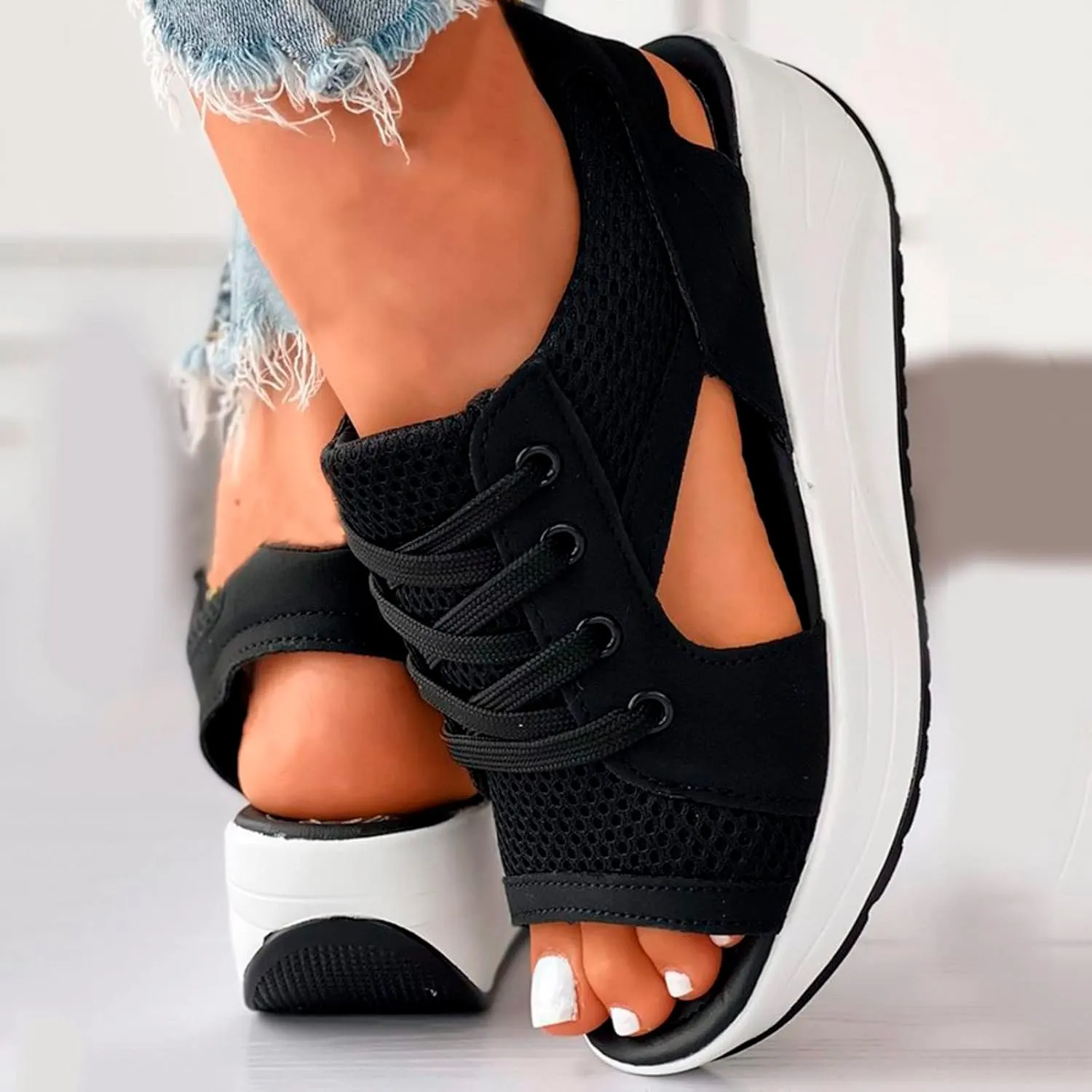 Wedge Orthopedic Sandals for Women Comfortable Open Toe Walking Sandals Ankle Strap Wide Width Platform Wedge