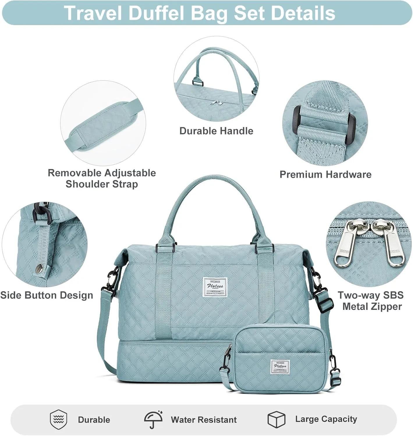 Weekender Bags for Women, Carry-On Personal Item Bag, Overnight Travel Duffel Bag with Shoes Compartment &Trolley Sleeve