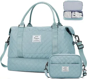 Weekender Bags for Women, Carry-On Personal Item Bag, Overnight Travel Duffel Bag with Shoes Compartment &Trolley Sleeve