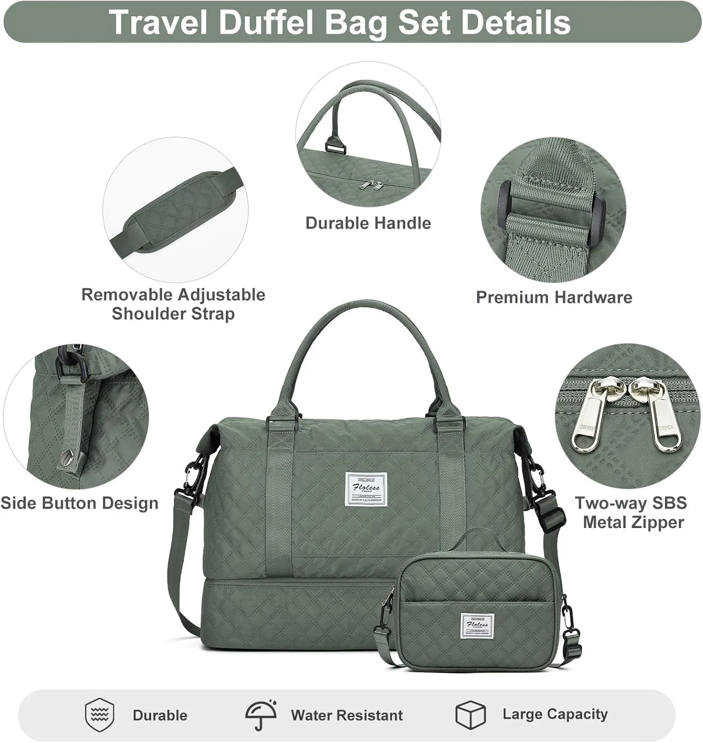 Weekender Bags for Women, Carry-On Personal Item Bag, Overnight Travel Duffel Bag with Shoes Compartment &Trolley Sleeve