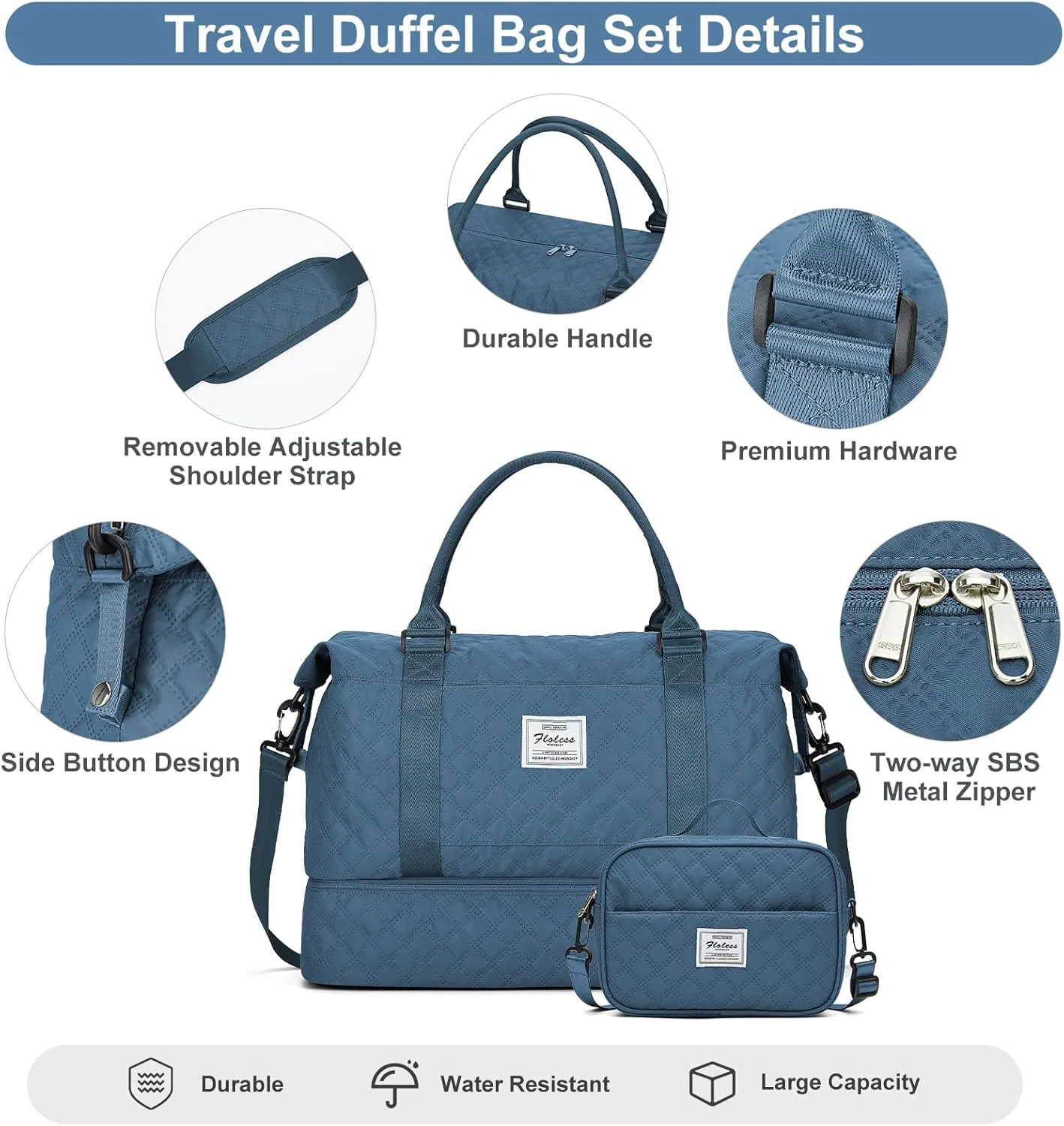 Weekender Bags for Women, Carry-On Personal Item Bag, Overnight Travel Duffel Bag with Shoes Compartment &Trolley Sleeve
