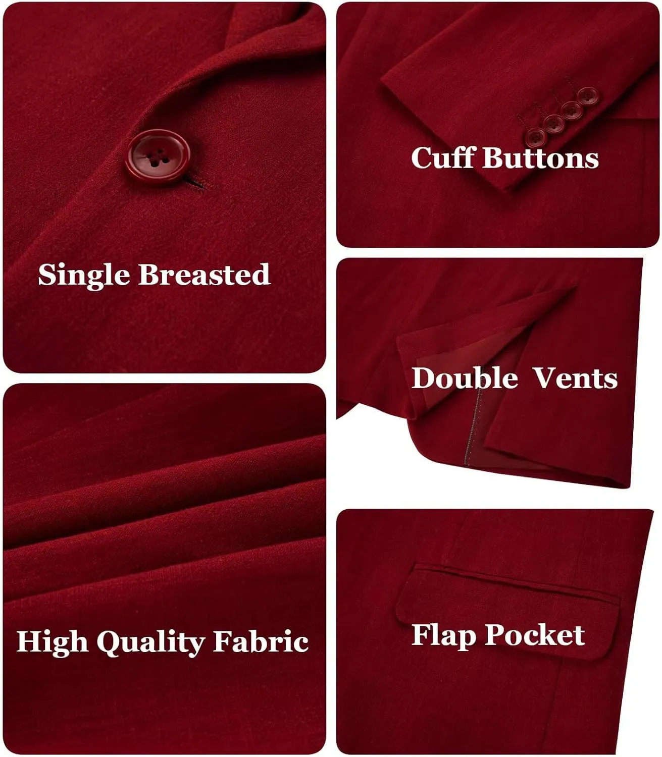 Wehilion Men's 2 Piece Linen Suits Slim Fit Casual Summer Beach Wedding Dress Tux Prom Lightweight Blazer Jacket and Pants