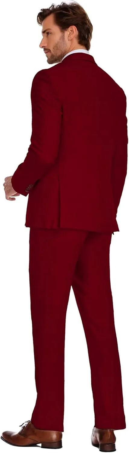 Wehilion Men's 2 Piece Linen Suits Slim Fit Casual Summer Beach Wedding Dress Tux Prom Lightweight Blazer Jacket and Pants