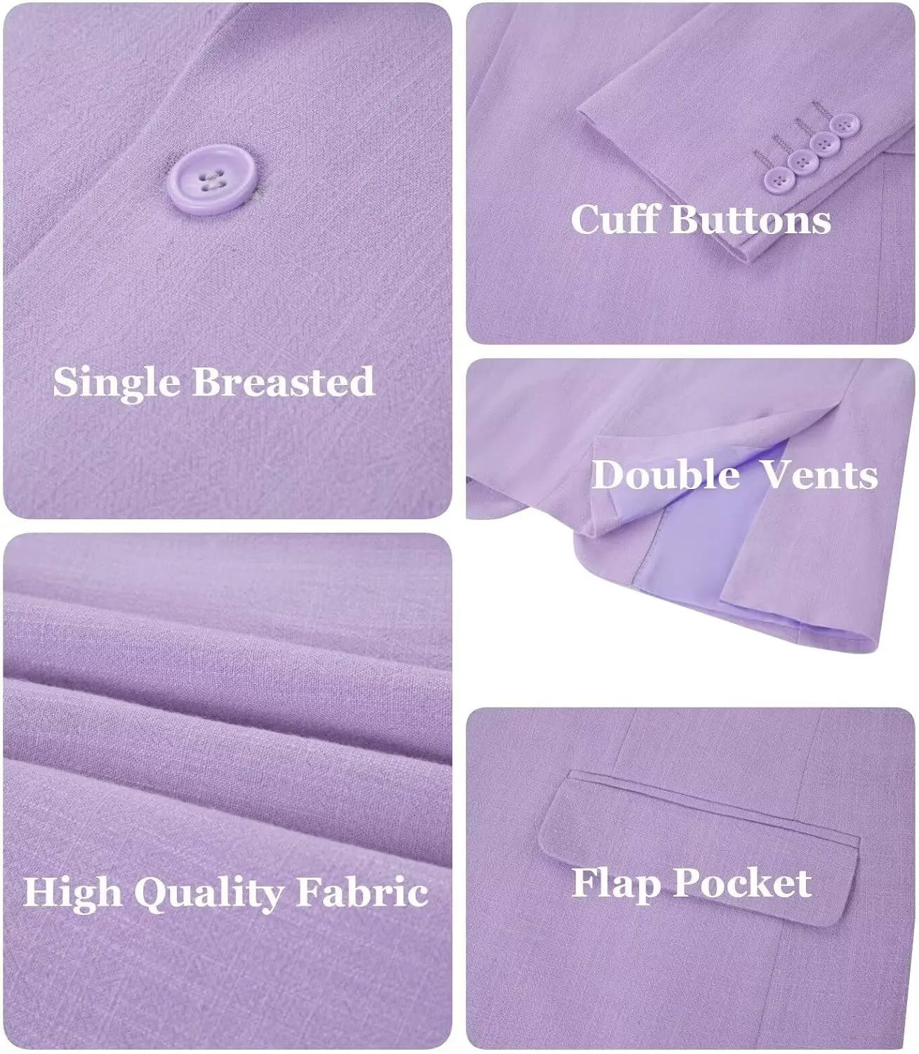 Wehilion Men's 2 Piece Linen Suits Slim Fit Casual Summer Beach Wedding Dress Tux Prom Lightweight Blazer Jacket and Pants