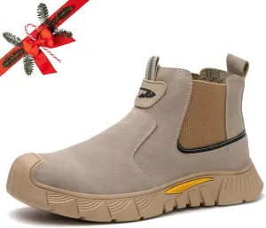 Welding Work Boots for Men Slip on Steel Toe Shoes for Men Soft Comfortable Safety Boots Mens Work Boots Indestructible Puncture Proof Construction Boots for Men Safety Toe Footwear for Welder