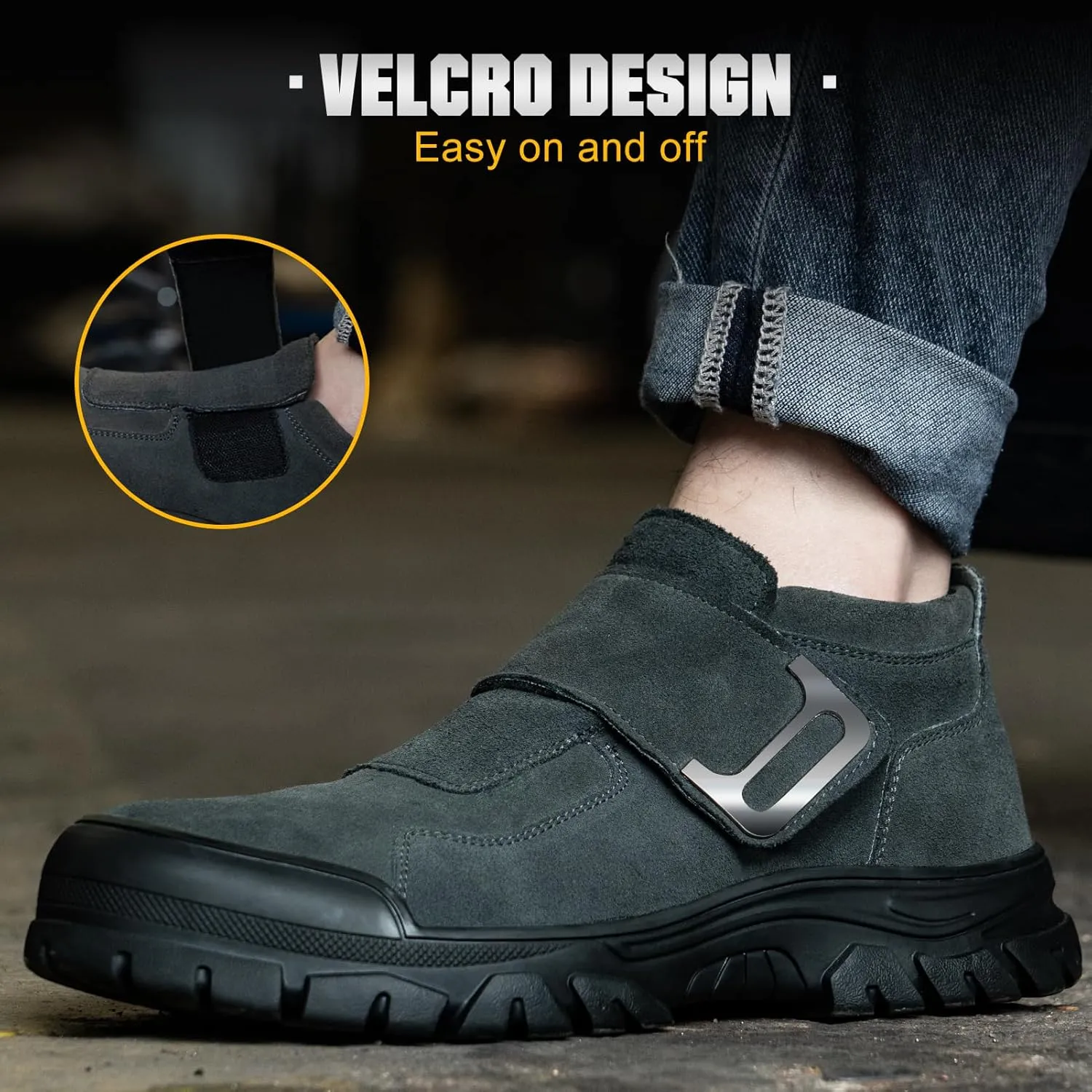 Welding Work Boots for Men Slip on Steel Toe Shoes for Men Soft Comfortable Safety Boots Mens Work Boots Indestructible Puncture Proof Construction Boots for Men Safety Toe Footwear for Welder