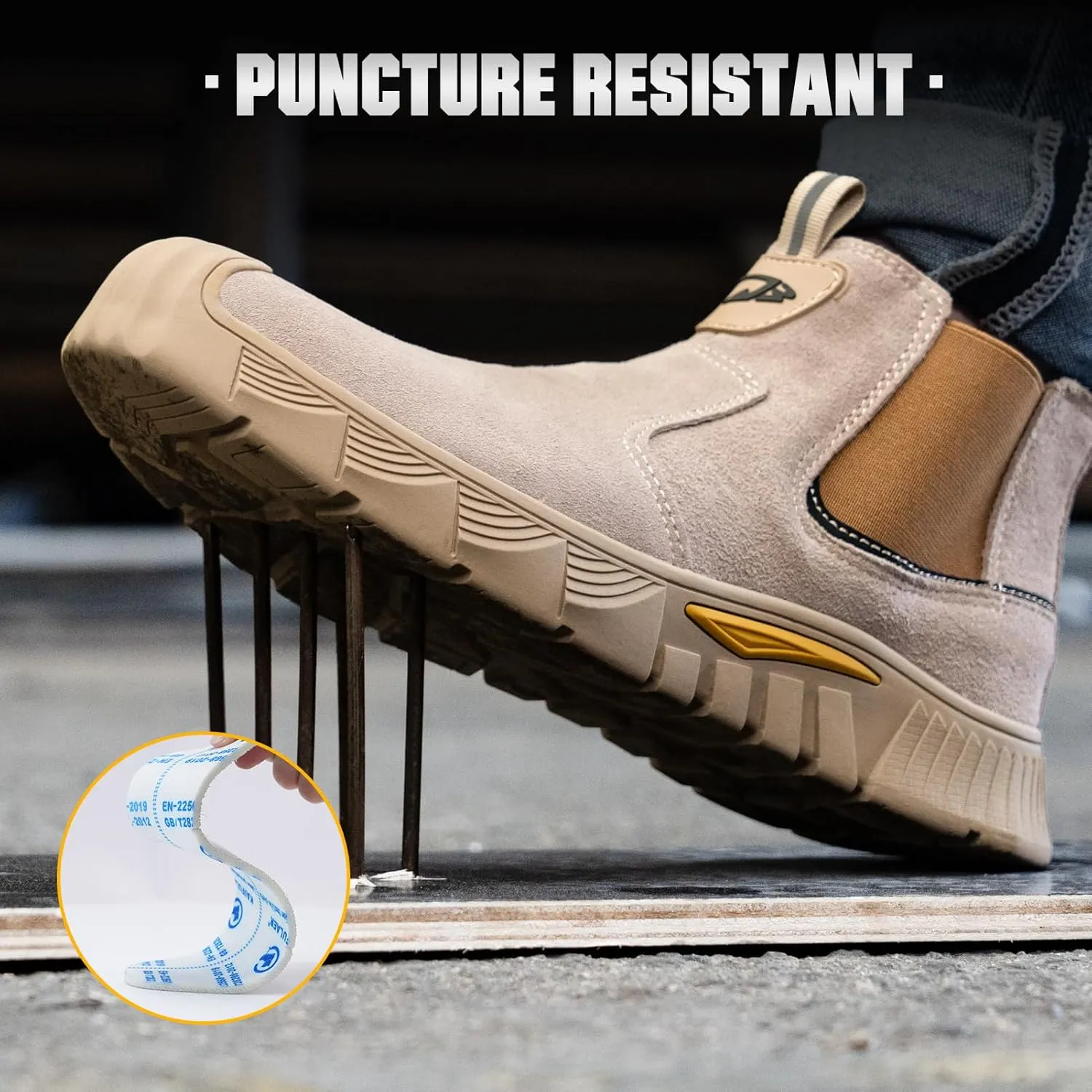 Welding Work Boots for Men Slip on Steel Toe Shoes for Men Soft Comfortable Safety Boots Mens Work Boots Indestructible Puncture Proof Construction Boots for Men Safety Toe Footwear for Welder