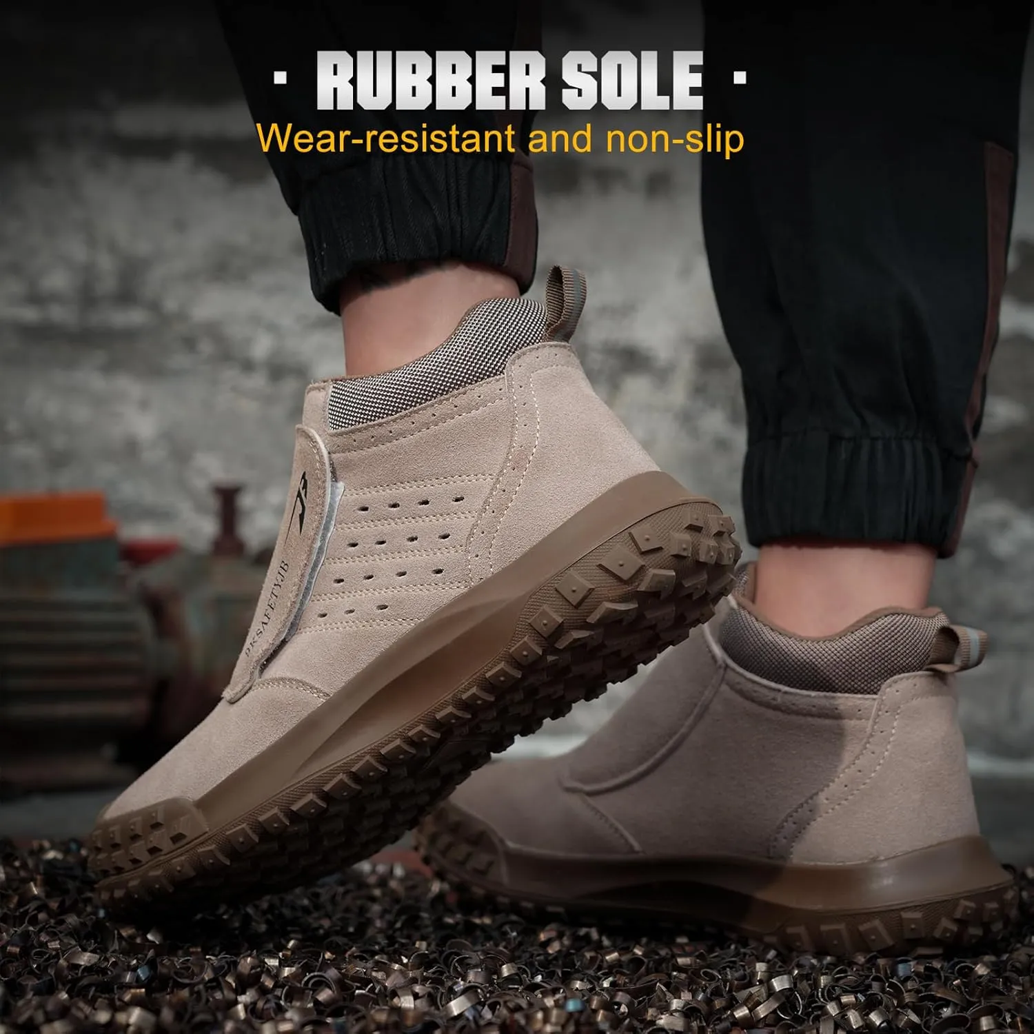 Welding Work Boots for Men Slip on Steel Toe Shoes for Men Soft Comfortable Safety Boots Mens Work Boots Indestructible Puncture Proof Construction Boots for Men Safety Toe Footwear for Welder