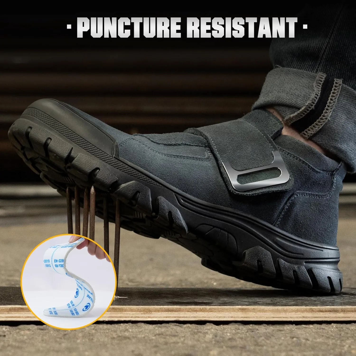 Welding Work Boots for Men Slip on Steel Toe Shoes for Men Soft Comfortable Safety Boots Mens Work Boots Indestructible Puncture Proof Construction Boots for Men Safety Toe Footwear for Welder