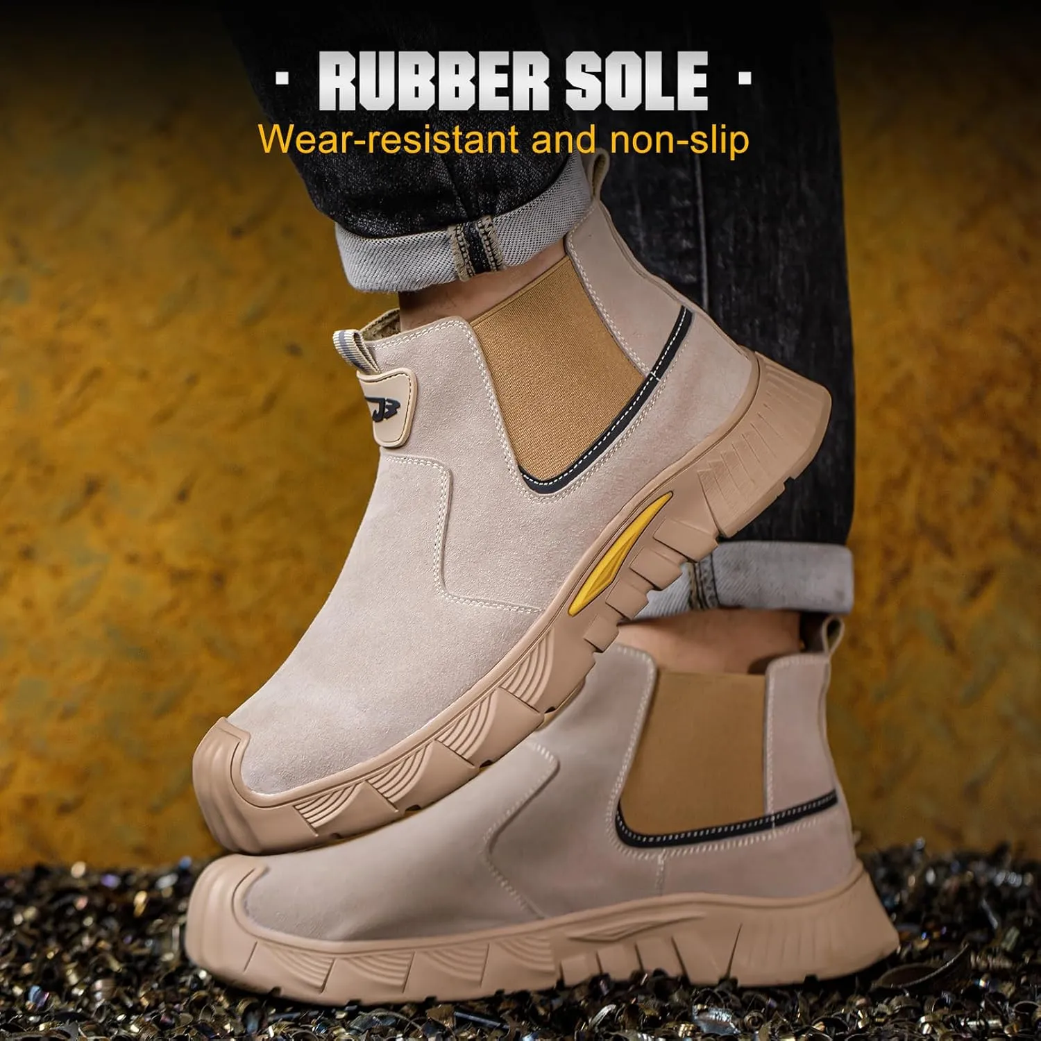 Welding Work Boots for Men Slip on Steel Toe Shoes for Men Soft Comfortable Safety Boots Mens Work Boots Indestructible Puncture Proof Construction Boots for Men Safety Toe Footwear for Welder