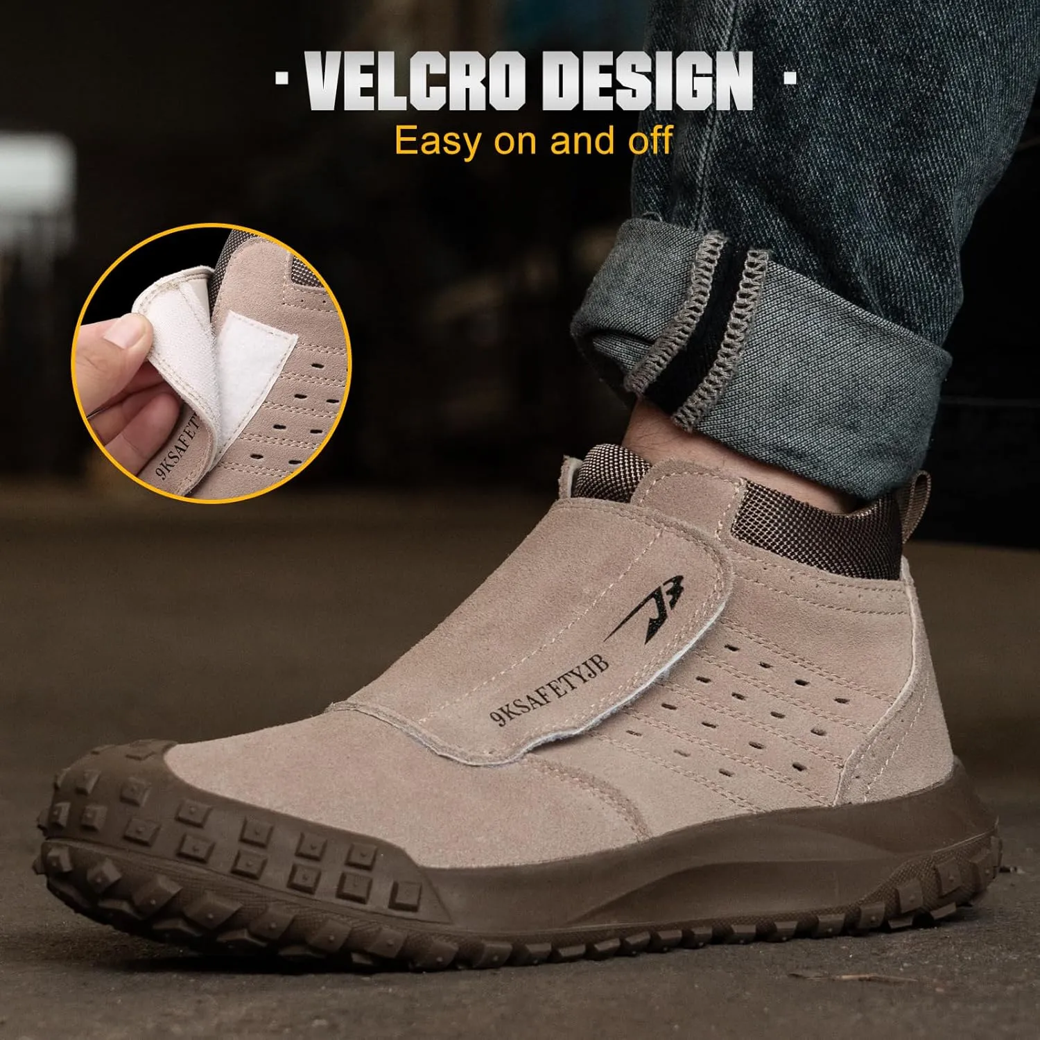 Welding Work Boots for Men Slip on Steel Toe Shoes for Men Soft Comfortable Safety Boots Mens Work Boots Indestructible Puncture Proof Construction Boots for Men Safety Toe Footwear for Welder