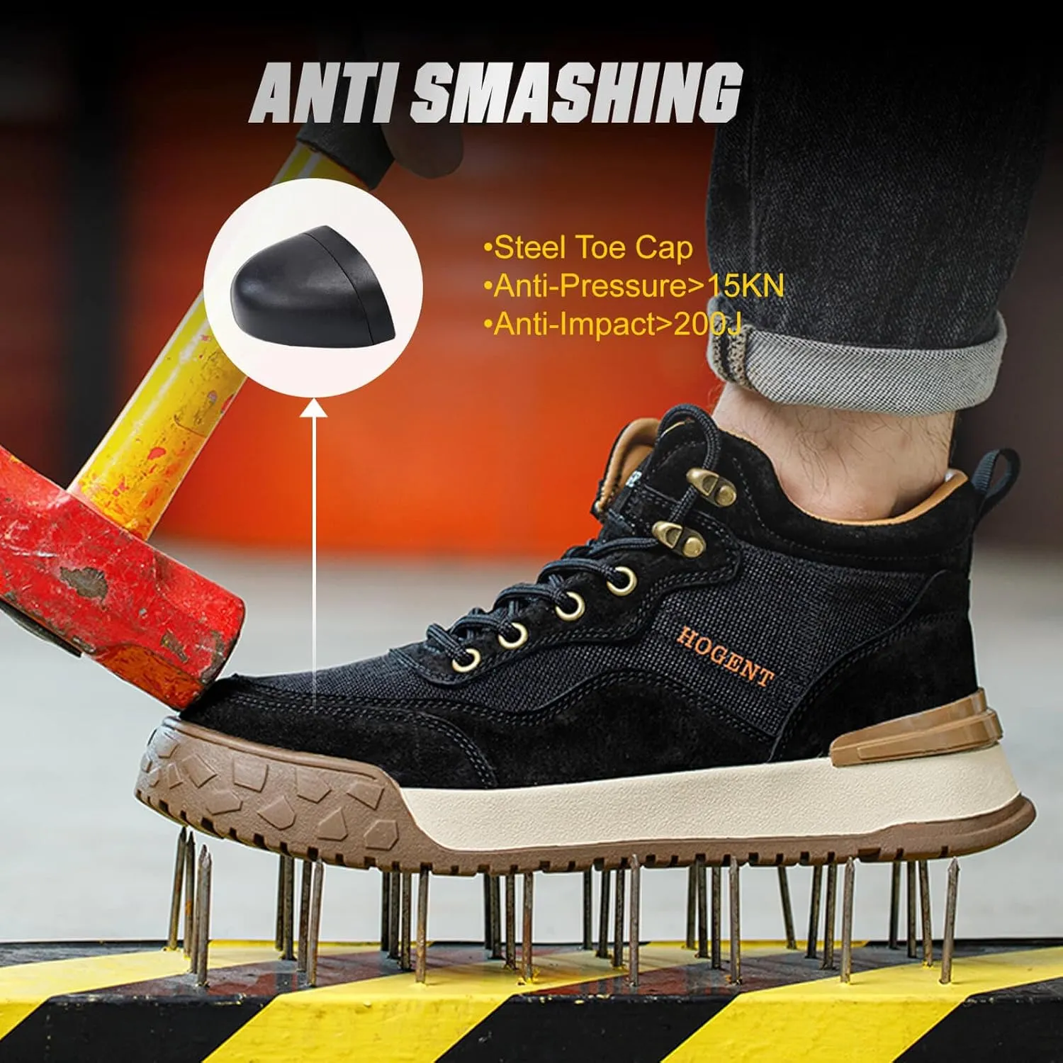 Welding Work Boots for Men Women Slip on Steel Toe Safety Shoes Comfortable Indestructible Work Boots Puncture Proof Lightweight Breathable Construction Shoes
