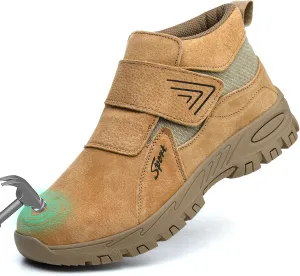 Welding Work Boots for Men Women Slip on Steel Toe Safety Shoes Comfortable Indestructible Work Boots Puncture Proof Lightweight Breathable Construction Shoes