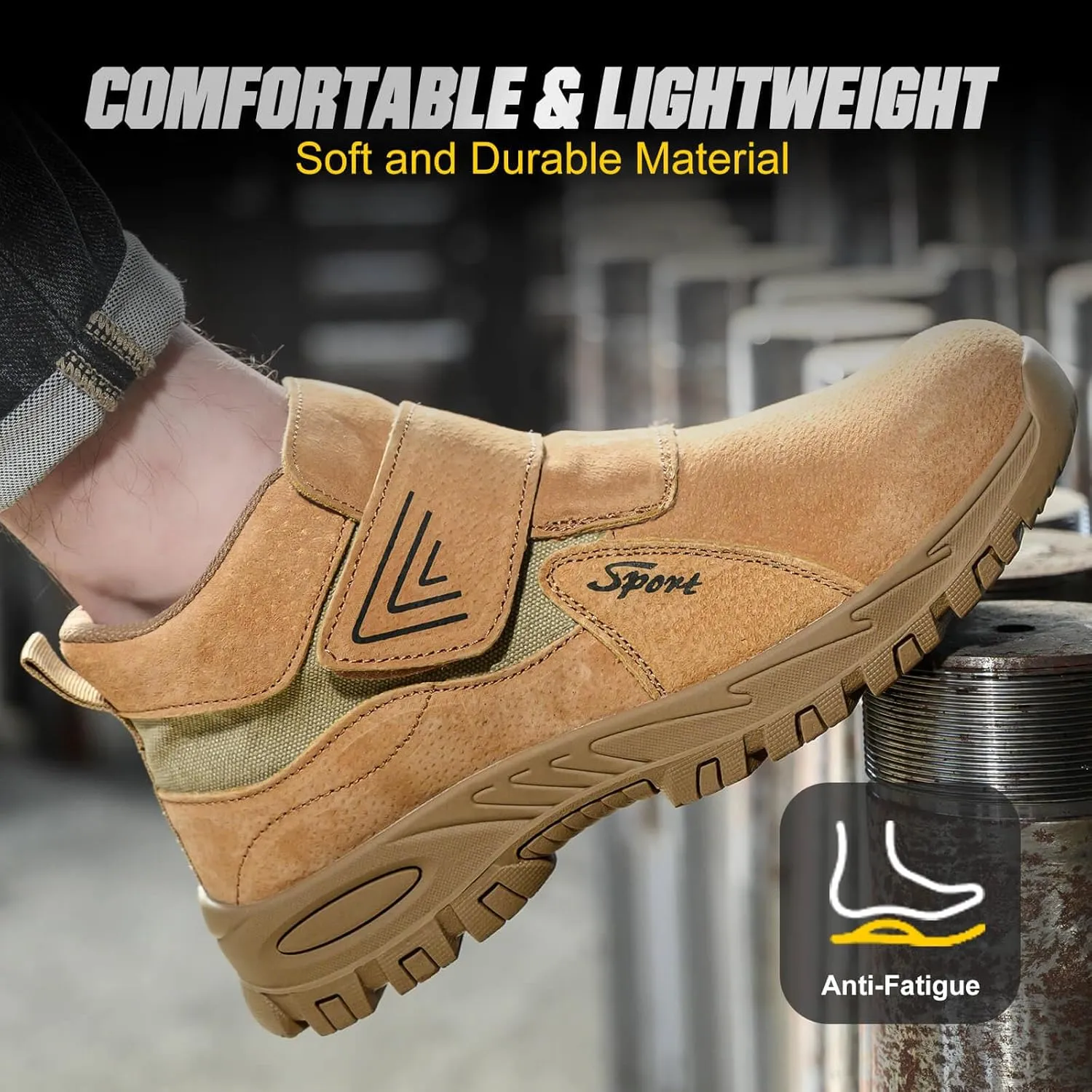 Welding Work Boots for Men Women Slip on Steel Toe Safety Shoes Comfortable Indestructible Work Boots Puncture Proof Lightweight Breathable Construction Shoes