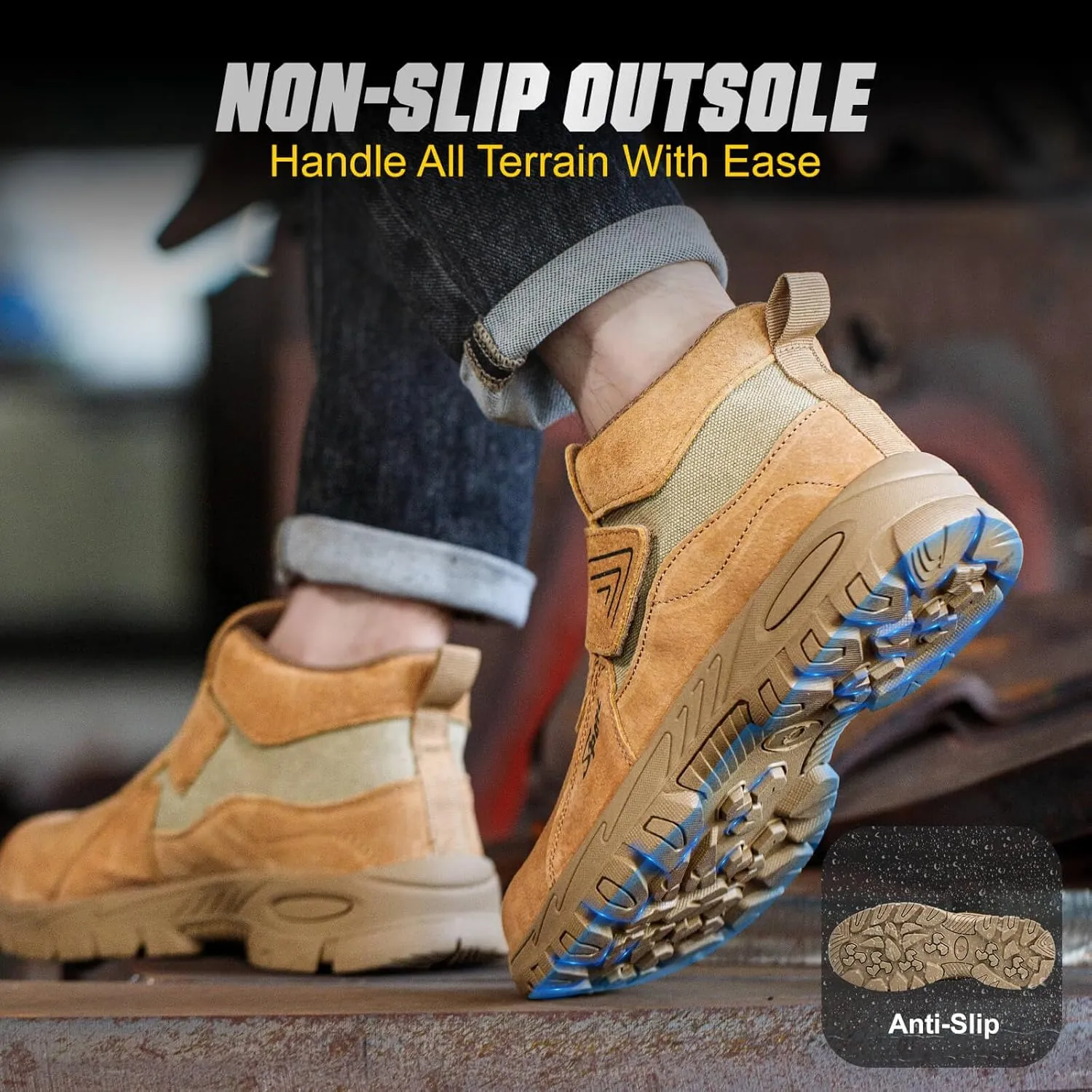 Welding Work Boots for Men Women Slip on Steel Toe Safety Shoes Comfortable Indestructible Work Boots Puncture Proof Lightweight Breathable Construction Shoes