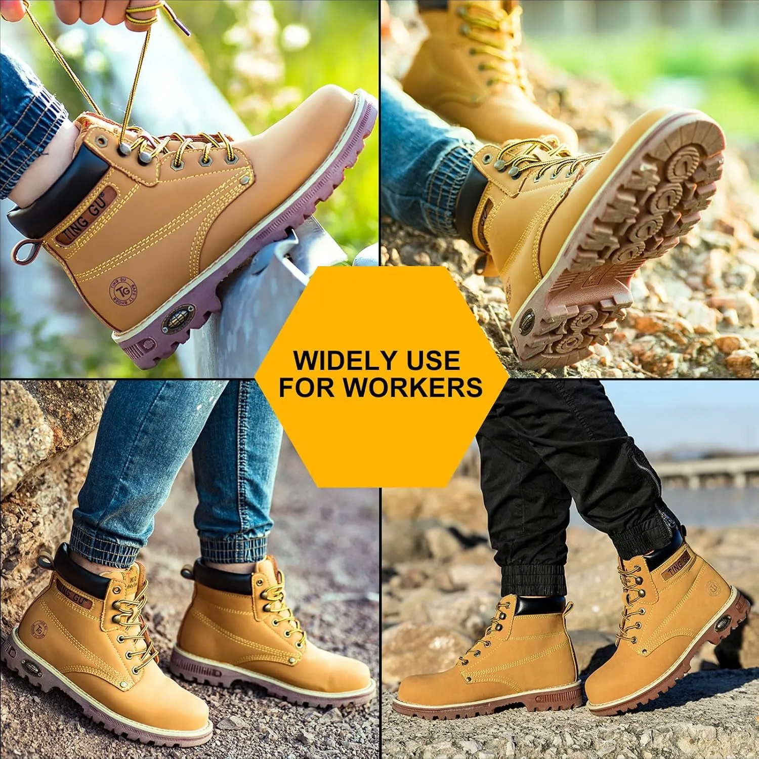 Welding Work Boots for Men Women Slip on Steel Toe Safety Shoes Comfortable Indestructible Work Boots Puncture Proof Lightweight Breathable Construction Shoes