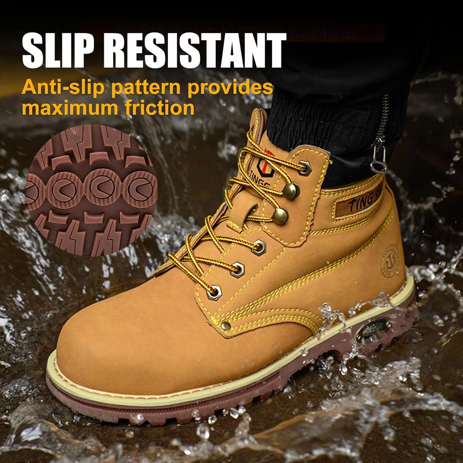 Welding Work Boots for Men Women Slip on Steel Toe Safety Shoes Comfortable Indestructible Work Boots Puncture Proof Lightweight Breathable Construction Shoes