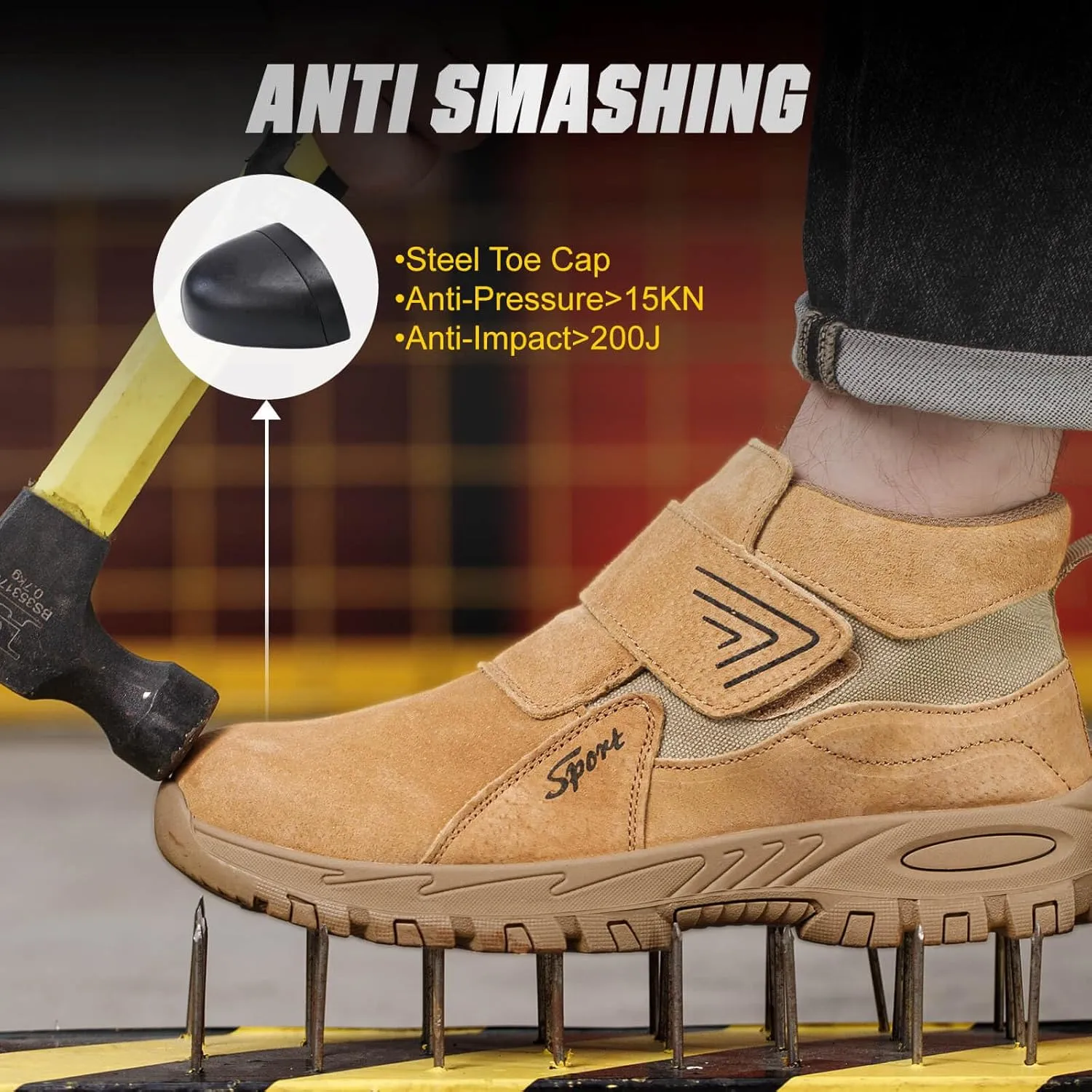 Welding Work Boots for Men Women Slip on Steel Toe Safety Shoes Comfortable Indestructible Work Boots Puncture Proof Lightweight Breathable Construction Shoes