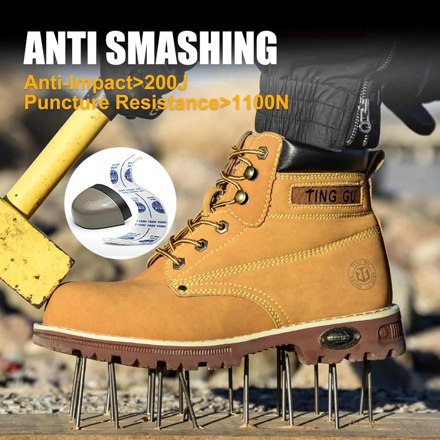Welding Work Boots for Men Women Slip on Steel Toe Safety Shoes Comfortable Indestructible Work Boots Puncture Proof Lightweight Breathable Construction Shoes