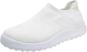 White Sneakers for Women Platform Wide Walking Shoes Women Slip Ons Brown Walking Shoes Women Wide Sneakers for Women Fashion Platform White Slip On Shoes for Women with Arch Support