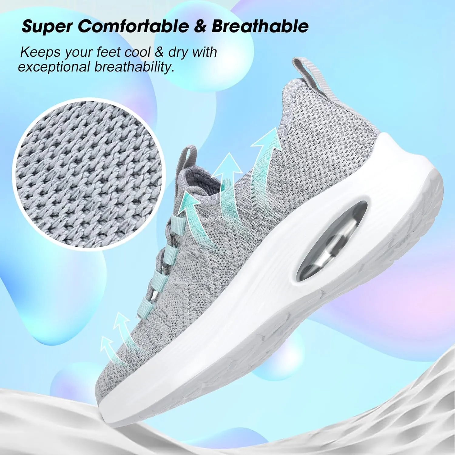 Wide Toe Box Shoes Women Extra Wide Width Sneakers Air Cushion Road Running Shoes Ultra Light Tennis Gym Workout Training Shoes Breathable Walking Shoes with Arch Support