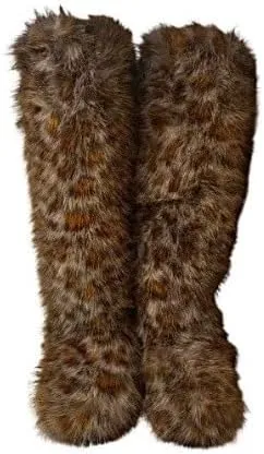 Wild Diva Melanie-22 Women's Faux Fur Fluffy Short Snow Knee High Boots Warm Comfortable Outdoor Furry Shoes (Runs Small)