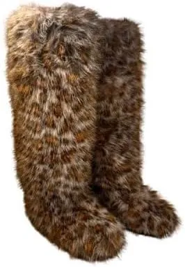 Wild Diva Melanie-22 Women's Faux Fur Fluffy Short Snow Knee High Boots Warm Comfortable Outdoor Furry Shoes (Runs Small)