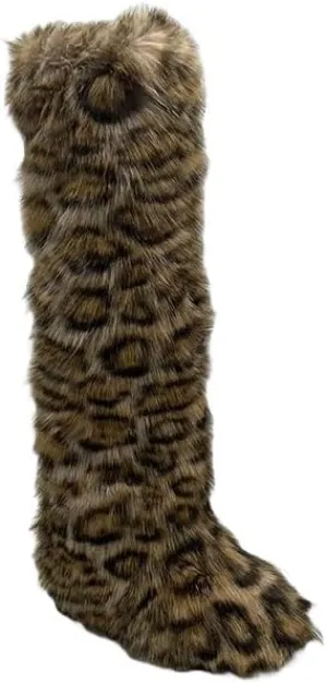 Wild Diva Melanie-22 Women's Faux Fur Fluffy Short Snow Knee High Boots Warm Comfortable Outdoor Furry Shoes (Runs Small)