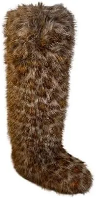 Wild Diva Melanie-22 Women's Faux Fur Fluffy Short Snow Knee High Boots Warm Comfortable Outdoor Furry Shoes (Runs Small)
