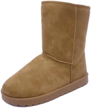 Wild Diva Womens Winter Warm Fuzzy Boots Comfort Snow Boots with Fur Lined Melon-05