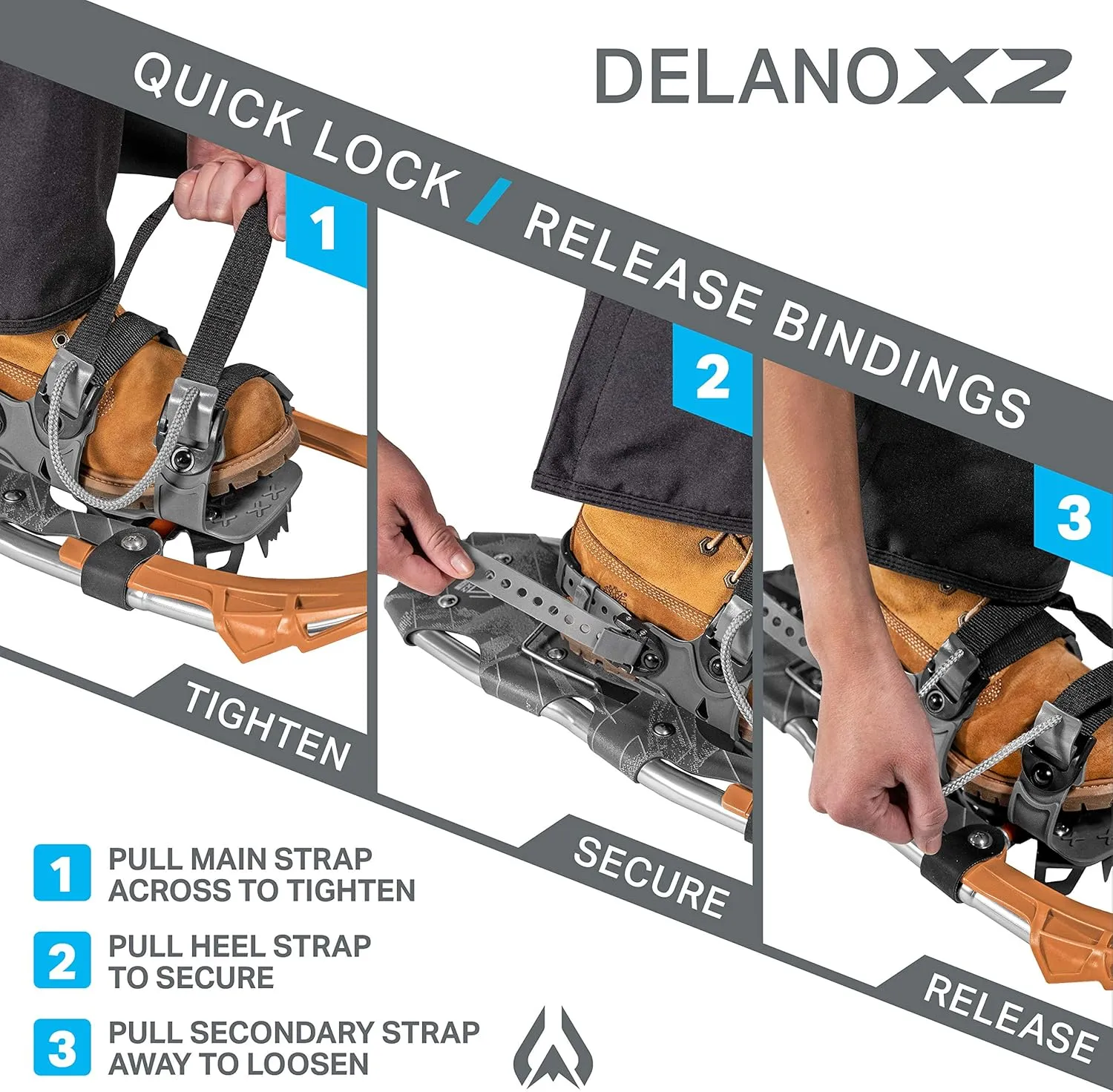 Wildhorn Delano Lightweight Snowshoes for Men 22/28 Premium Aluminum Frame Snowshoes for Women & Youth Adjustable Snow Shoes with Steel Grip Crampons