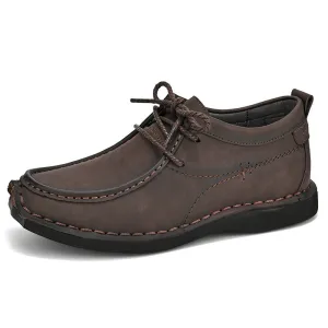 Wilding Men's elevated soft-soled non-slip lace-up casual leather loafers