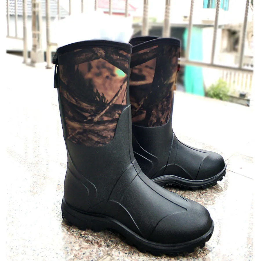 Wildking Men's Cowboy Mid-Calf Rain Boots