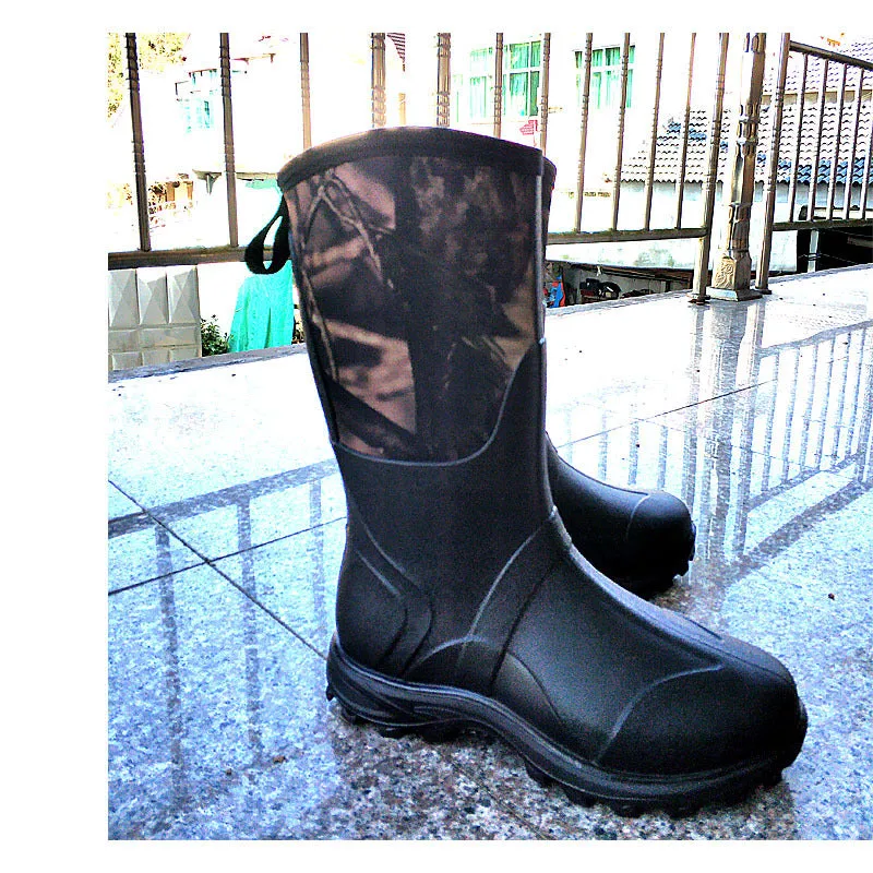 Wildking Men's Cowboy Mid-Calf Rain Boots