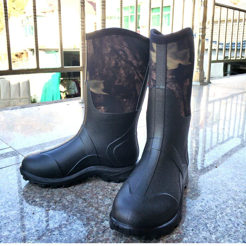 Wildking Men's Cowboy Mid-Calf Rain Boots