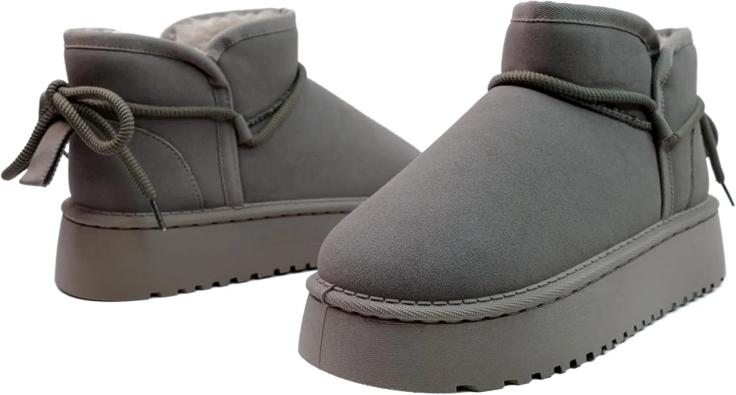 Winter Ankle Boots for Women - Water Resistant Leather Booties Non-Slip Platform Suede Mini Women's Boots - Perfect for Christmas Gifts