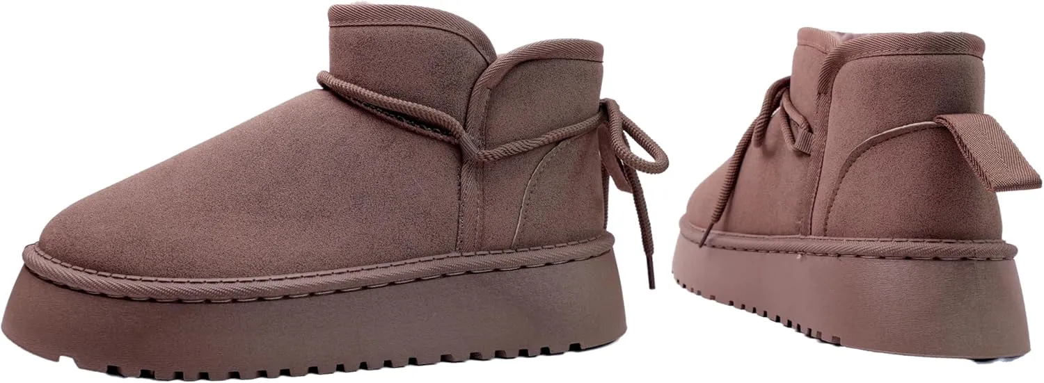 Winter Ankle Boots for Women - Water Resistant Leather Booties Non-Slip Platform Suede Mini Women's Boots - Perfect for Christmas Gifts