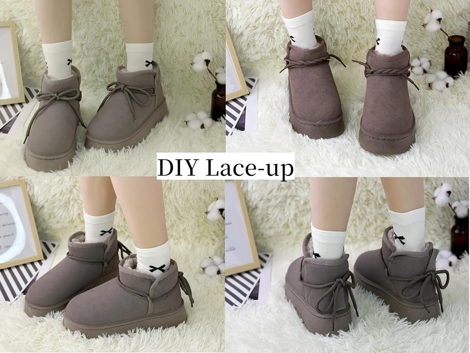 Winter Ankle Boots for Women - Water Resistant Leather Booties Non-Slip Platform Suede Mini Women's Boots - Perfect for Christmas Gifts