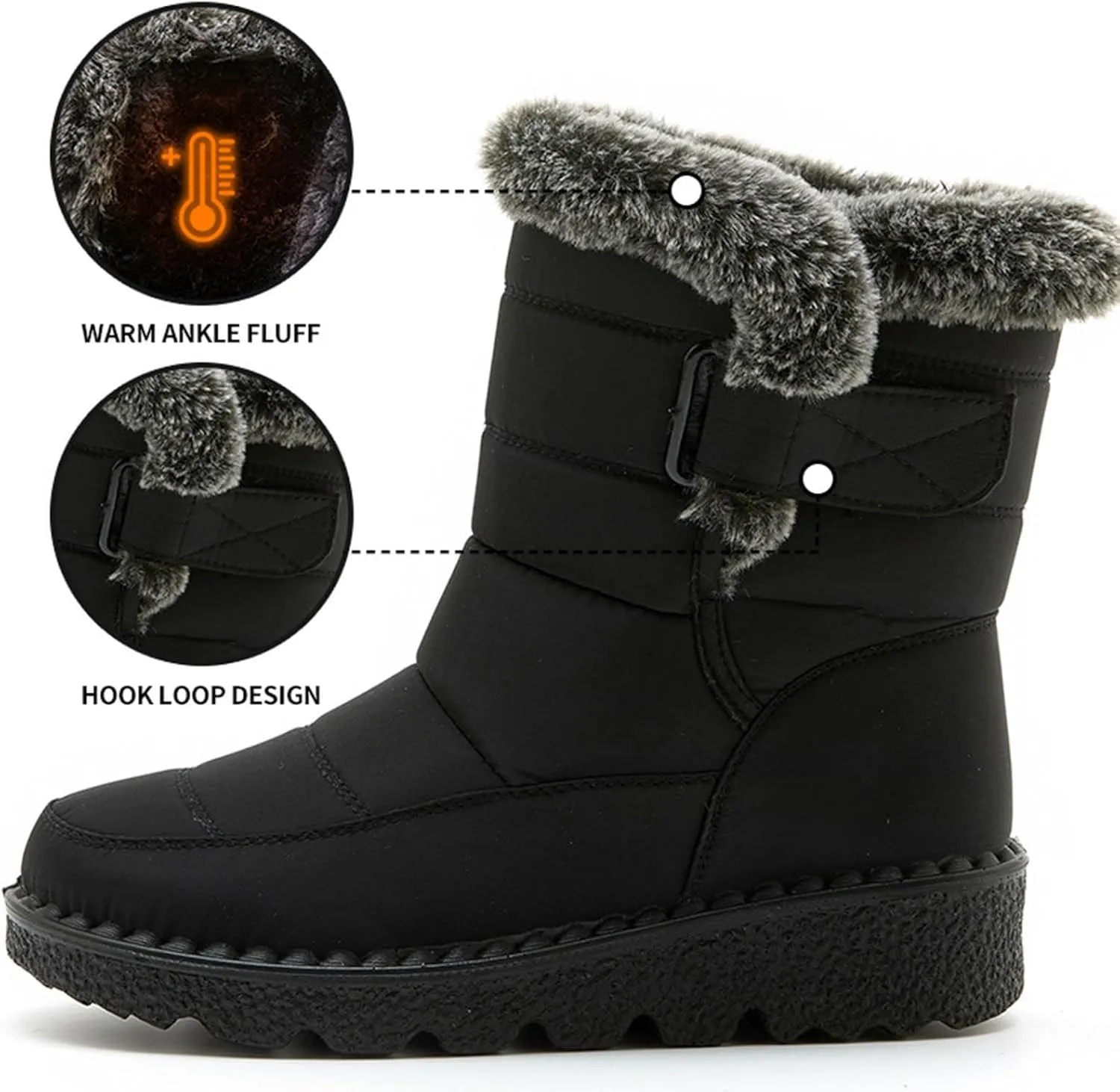 Winter Boots for Women 2024 Outdoor Warm Mens Fur Lined Booties Womens Snow Shoes Comfortable Non-Slip Hiking Boot