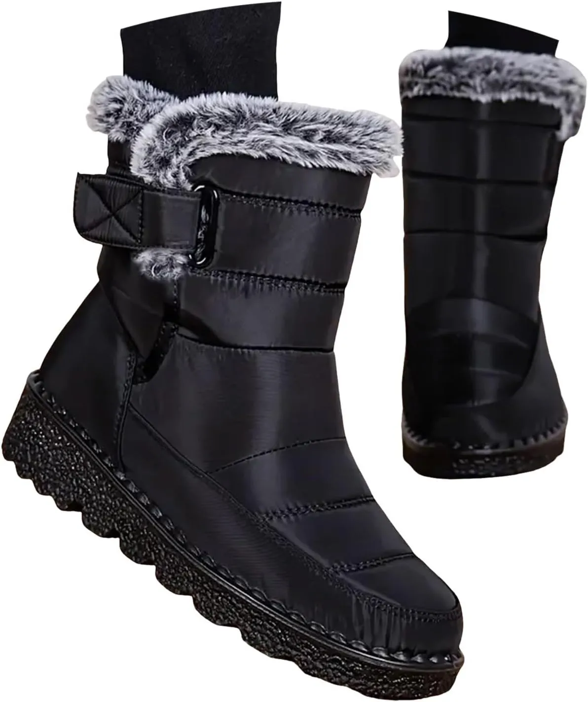Winter Boots for Women 2024 Outdoor Warm Mens Fur Lined Booties Womens Snow Shoes Comfortable Non-Slip Hiking Boot