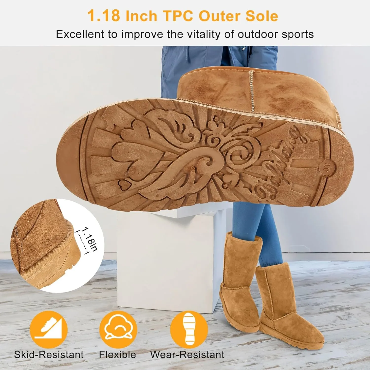 Winter Boots for Women, Classic Mid-Calf Snow Boots, Waterproof Warm Fur Lining Fashion Winter Boots for Women Girls Ladies Outdoor, Slip on & Comfortable, Anti-Slip, Size: 5-10 US