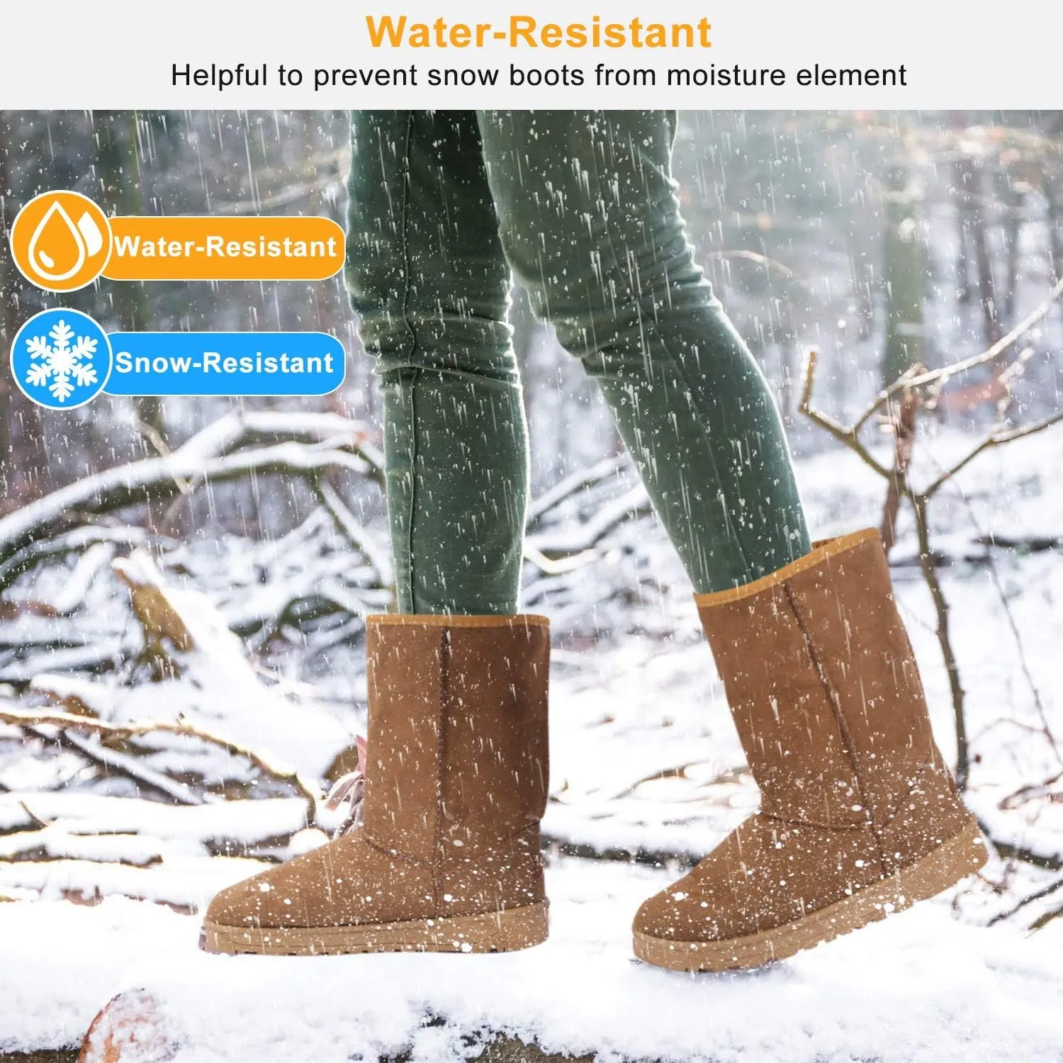 Winter Boots for Women, Classic Mid-Calf Snow Boots, Waterproof Warm Fur Lining Fashion Winter Boots for Women Girls Ladies Outdoor, Slip on & Comfortable, Anti-Slip, Size: 5-10 US